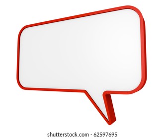 Red Speech Bubble. 3D Render.