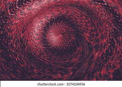 Red Spherical Twisted Portal In Supernatural World. Abstract Background Of Otherworldly Wormhole. Hellish Mystical Space.