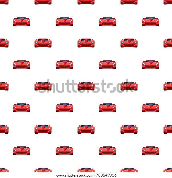 Red sport car pattern seamless repeat in\
cartoon style \
illustration