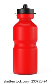 Red Sport Plastic Water Bottle On A White Background