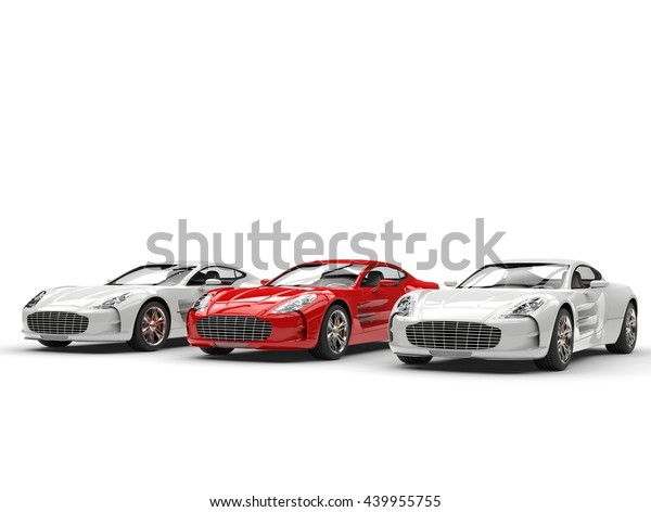 Red sports car\
stands out - 3D\
Illustration