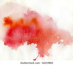 Red spot, watercolor abstract hand painted background