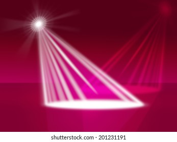 Red Spotlight Representing Stage Lights And Floodlight
