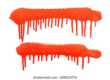 Red Spray Stain Paint Frame Line Isolated On White 