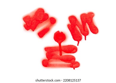 Red Spray Stain In Shape Radiation Symbol Isolated On White  