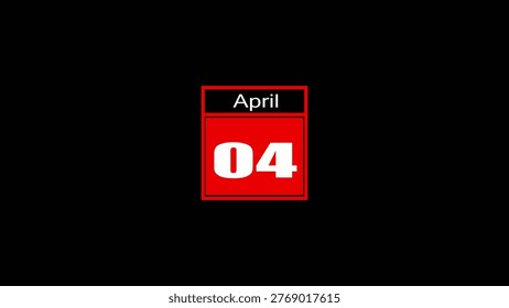 A red square calendar block with bold white number 04 and black text April set against a black background