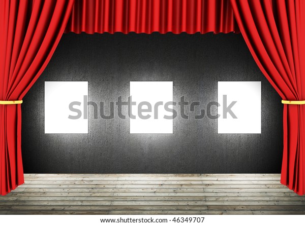 Red Stage Theater Drapes Blank Frames Stock Illustration 46349707