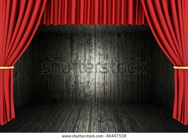 Red Stage Theater Drapes Dark Room Stock Illustration 46447558