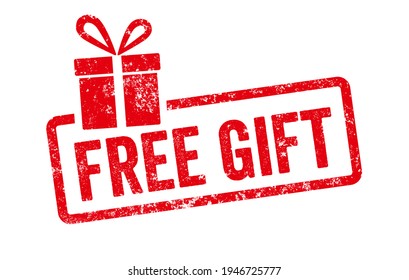 Red Stamp With Gift Icon  - Free Gift