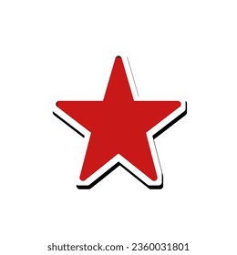 Red star 3d icon with shadow on transparent background. Png illustration for USSR design.Red Star flat photo pictogram. Flat style.