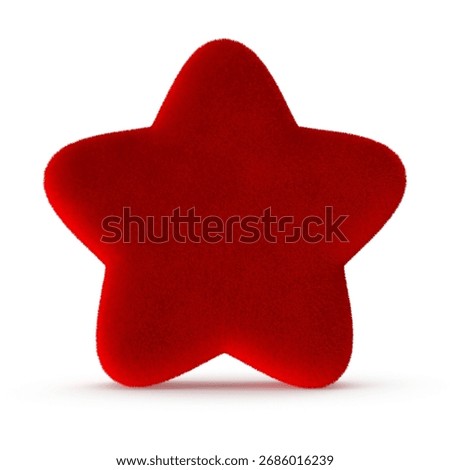 Red Star Plushie Soft, Five-Pointed, Isolated on White