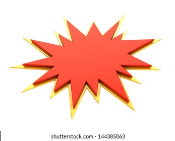 Red Starburst With Golden Bottom Layer On White Background