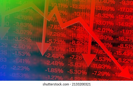 Red Stock Market Price Showing Trader Phobia Of Crisis War And Inflation,trading Graph Analysis Investment Of Financial Board Display Bad Economy And Negative Stock Situation