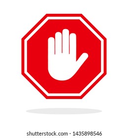 Red Stop Hand Sign. Web Icon.