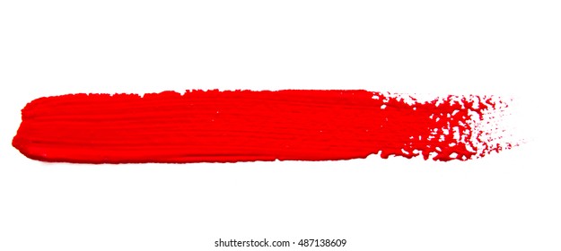 Red strokes of the paint brush isolated on a white - Shutterstock ID 487138609