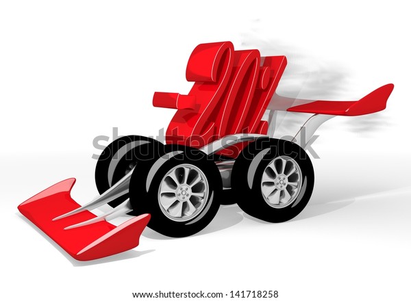 Red  super special offer 3d graphic with super
discount symbol  on a race
car