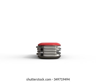 Red Swiss Army Knife - Back View On White Background, Ideal For Digital And Print Design.