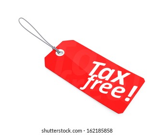 Red  Tax Free Tag With Clipping Path