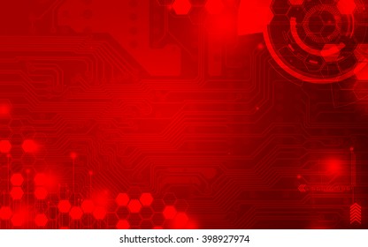 Red Technology Background And Abstract Digital Tech Circle.copy Space.