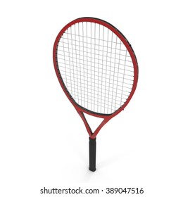 Red Tennis Racket Isolated White Background