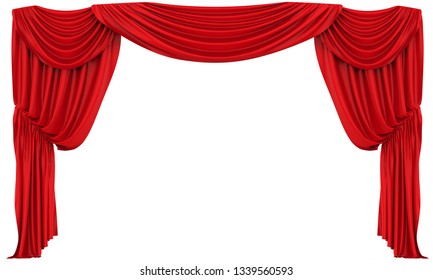 Red Theatre Curtain Isolated 3d Rendering Stock Illustration 1339560593 ...