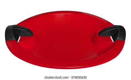 Red Toboggan Isolated On The White Background. Clipping Path Included.