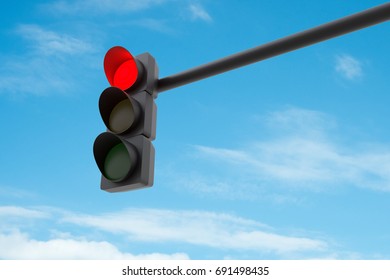 Red Traffic Light Against Blue Sky Stock Illustration 691498435 ...