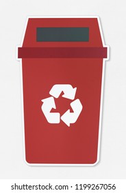 Red trash with a recycle symbol