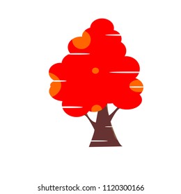 Red tree on isolated illustration.