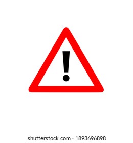 Red Triangle Caution. Warning Alert Sign On White Background