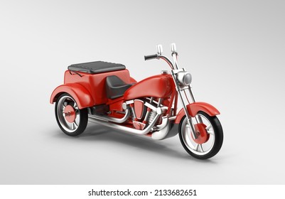 Red Tricycle Motor 3d Rendering