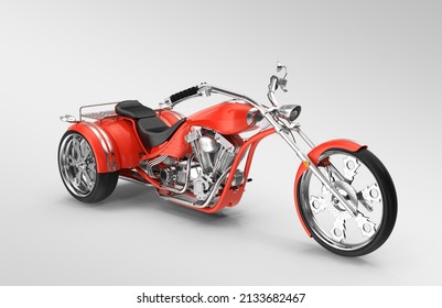 Red Trike Chopper 3d rendering