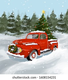 Red Truck Christmas Cards, New Year