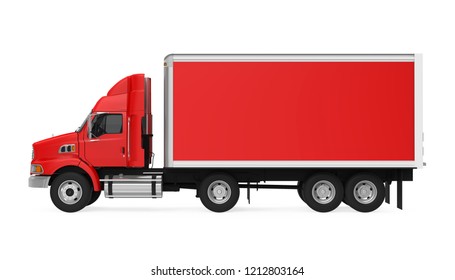 Red Truck Isolated (side View). 3D Rendering