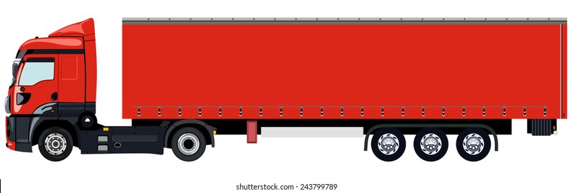 Red Truck Without A Trailer On A White Background