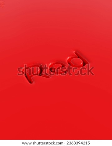 Red typography typescript soft round depressed shiny plastic stylish funky bright vivid red background 3d illustration render