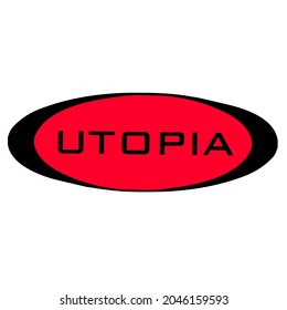 Red Utopia Logo On Isolated Background