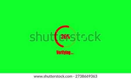 Red verifying progress bar with 26 percent on green background