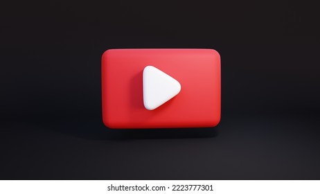 Red Video Play Button 3D Render