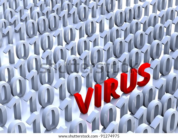 Red Virus Dicital Code Computer System Stock Illustration