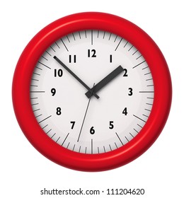 Red Wall Clock Isolated On White Background