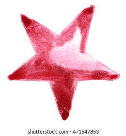 A Red Watercolor Star Illustration In White Back