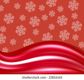 red wave background with snowflakes