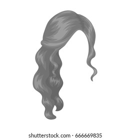 Red wavy.Back hairstyle single icon in monochrome style raster, bitmap symbol stock illustration web.