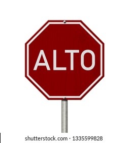 Red White Alto Stop Sign Isolated Stock Illustration 1335599828 ...