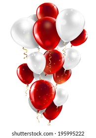 Red And White Balloons On A White Background