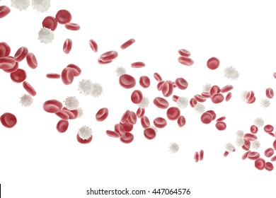 Red and white blood cells isolated on white background. Medical concept. 3d illustration