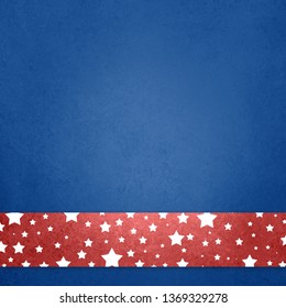 Red white and blue patriotic background with white stars on red stripe or ribbon layer on elegant dark blue vintage textured design. July 4th, memorial day, or veterans day background - Powered by Shutterstock