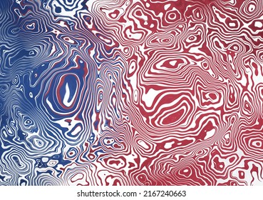 Red, White And Blue Swirls Illustration Pattern Background. Psychedelic Abstract Color Mix.