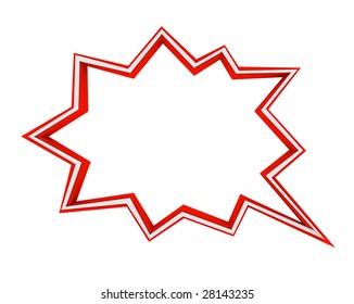 A red and white comic book speech bubble - star burst - Powered by Shutterstock